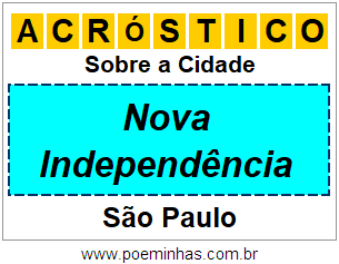 Acróstico Para Imprimir Sobre a Cidade Nova Independência