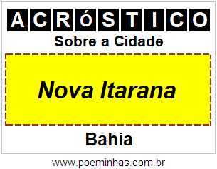 Acróstico Para Imprimir Sobre a Cidade Nova Itarana