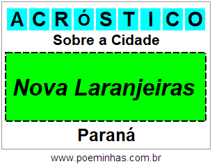 Acróstico Para Imprimir Sobre a Cidade Nova Laranjeiras