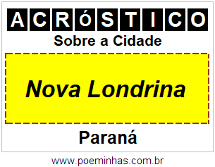 Acróstico Para Imprimir Sobre a Cidade Nova Londrina