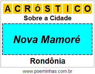 Acróstico Para Imprimir Sobre a Cidade Nova Mamoré