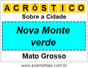 Acróstico Para Imprimir Sobre a Cidade Nova Monte verde