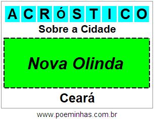 Acróstico Para Imprimir Sobre a Cidade Nova Olinda