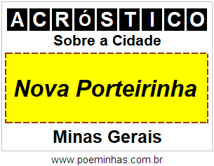 Acróstico Para Imprimir Sobre a Cidade Nova Porteirinha