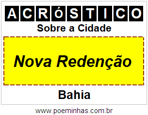 Acróstico Para Imprimir Sobre a Cidade Nova Redenção