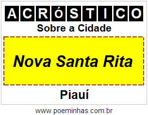 Acróstico Para Imprimir Sobre a Cidade Nova Santa Rita