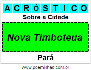 Acróstico Para Imprimir Sobre a Cidade Nova Timboteua