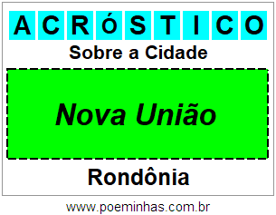 Acróstico Para Imprimir Sobre a Cidade Nova União