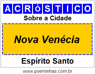 Acróstico Para Imprimir Sobre a Cidade Nova Venécia