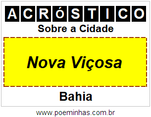 Acróstico Para Imprimir Sobre a Cidade Nova Viçosa