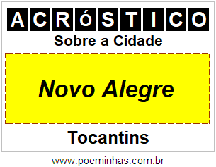 Acróstico Para Imprimir Sobre a Cidade Novo Alegre