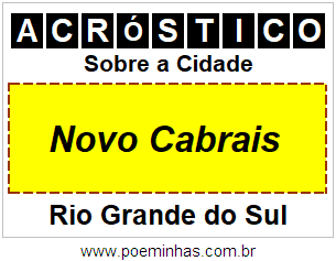 Acróstico Para Imprimir Sobre a Cidade Novo Cabrais