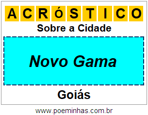 Acróstico Para Imprimir Sobre a Cidade Novo Gama