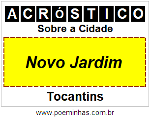 Acróstico Para Imprimir Sobre a Cidade Novo Jardim