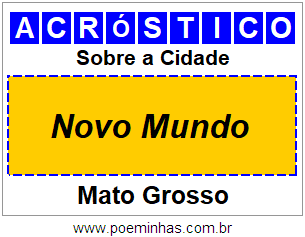 Acróstico Para Imprimir Sobre a Cidade Novo Mundo