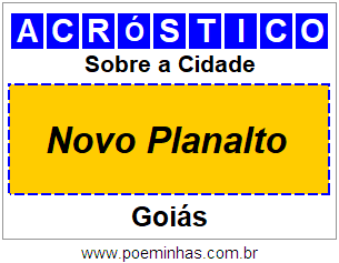 Acróstico Para Imprimir Sobre a Cidade Novo Planalto