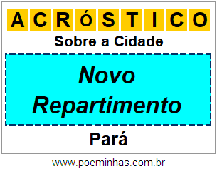 Acróstico Para Imprimir Sobre a Cidade Novo Repartimento