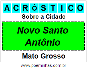 Acróstico Para Imprimir Sobre a Cidade Novo Santo Antônio