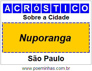 Acróstico Para Imprimir Sobre a Cidade Nuporanga