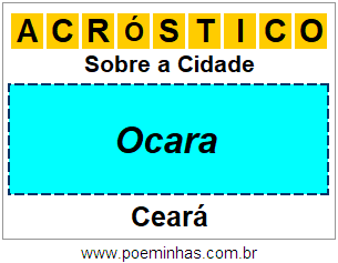 Acróstico Para Imprimir Sobre a Cidade Ocara