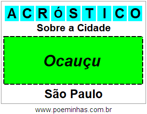 Acróstico Para Imprimir Sobre a Cidade Ocauçu