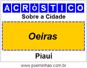 Acróstico Para Imprimir Sobre a Cidade Oeiras