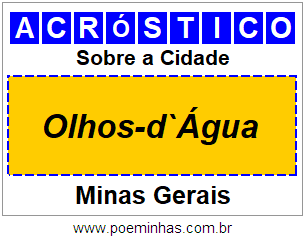 Acróstico Para Imprimir Sobre a Cidade Olhos-d`Água