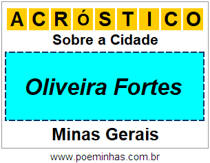 Acróstico Para Imprimir Sobre a Cidade Oliveira Fortes