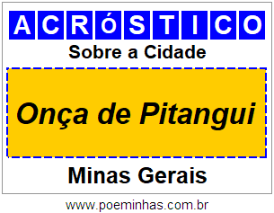 Acróstico Para Imprimir Sobre a Cidade Onça de Pitangui