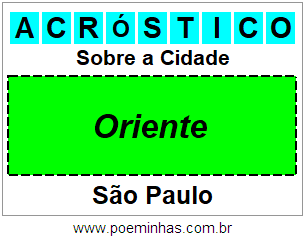 Acróstico Para Imprimir Sobre a Cidade Oriente