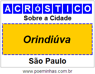 Acróstico Para Imprimir Sobre a Cidade Orindiúva