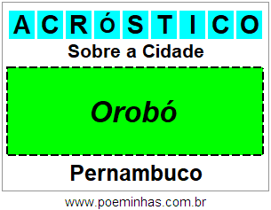 Acróstico Para Imprimir Sobre a Cidade Orobó