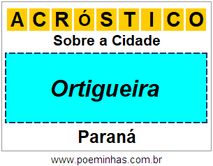 Acróstico Para Imprimir Sobre a Cidade Ortigueira