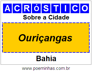 Acróstico Para Imprimir Sobre a Cidade Ouriçangas