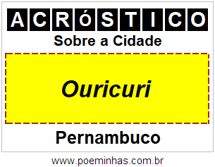 Acróstico Para Imprimir Sobre a Cidade Ouricuri