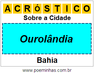 Acróstico Para Imprimir Sobre a Cidade Ourolândia