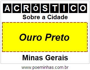 Acróstico Para Imprimir Sobre a Cidade Ouro Preto