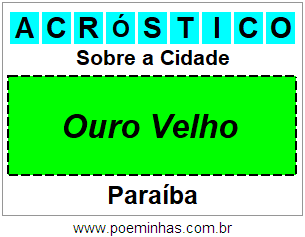 Acróstico Para Imprimir Sobre a Cidade Ouro Velho