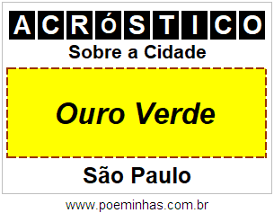 Acróstico Para Imprimir Sobre a Cidade Ouro Verde