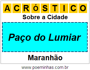 Acróstico Para Imprimir Sobre a Cidade Paço do Lumiar