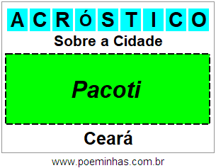 Acróstico Para Imprimir Sobre a Cidade Pacoti