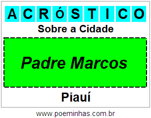 Acróstico Para Imprimir Sobre a Cidade Padre Marcos