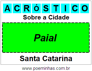 Acróstico Para Imprimir Sobre a Cidade Paial