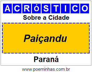 Acróstico Para Imprimir Sobre a Cidade Paiçandu