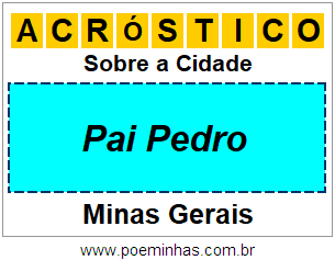 Acróstico Para Imprimir Sobre a Cidade Pai Pedro