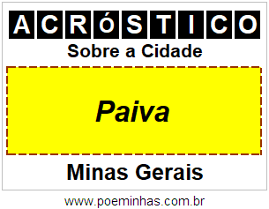 Acróstico Para Imprimir Sobre a Cidade Paiva