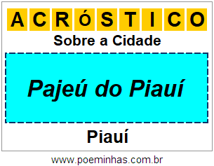Acróstico Para Imprimir Sobre a Cidade Pajeú do Piauí