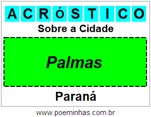 Acróstico Para Imprimir Sobre a Cidade Palmas