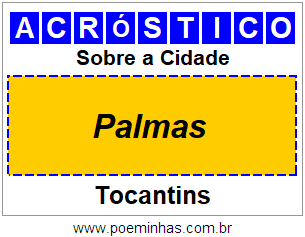 Acróstico Para Imprimir Sobre a Cidade Palmas