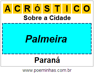 Acróstico Para Imprimir Sobre a Cidade Palmeira